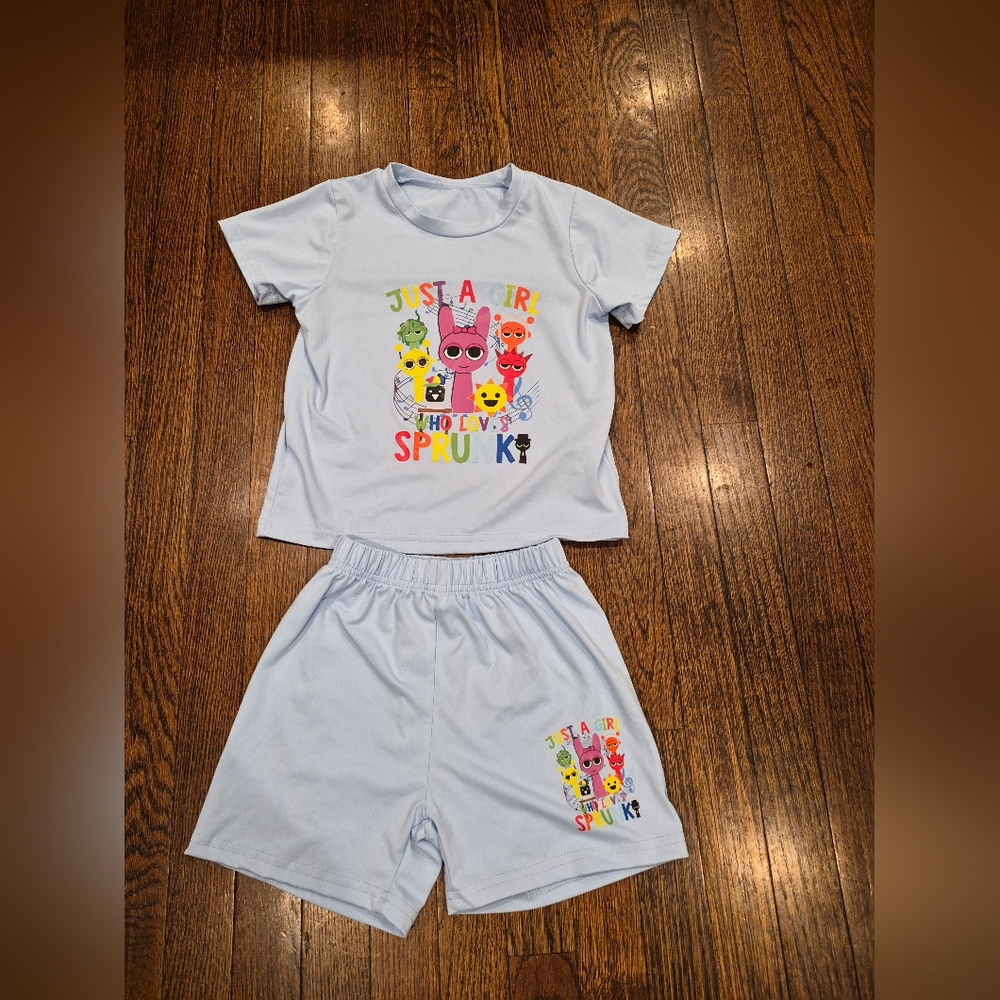 Light Blue Sprunki Themed Outfit Toddler Girl 5T